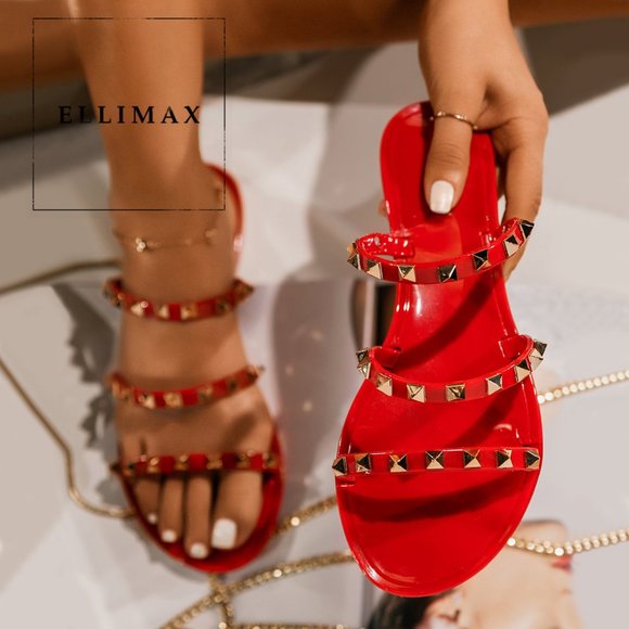 Wild Diva Shoes - NEW Triple Strap Jelly Slide Flat Sandal Flip Flop